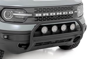 Ford Bronco Sport Nudge Bar - Front - Rough Country - with Tow Hooks - Black - '21-'24